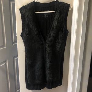 Guess black fur front vest